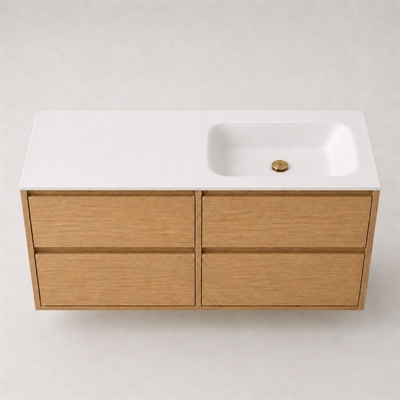 Corian bathroom surface 122 cm incl. Lux basin, right, Glacier White