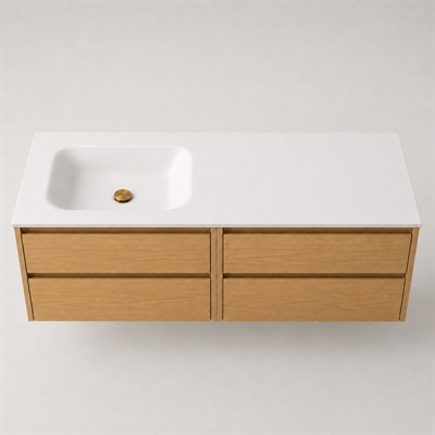 Corian bathroom surface 142 cm incl. Lux basin, left, Glacier White