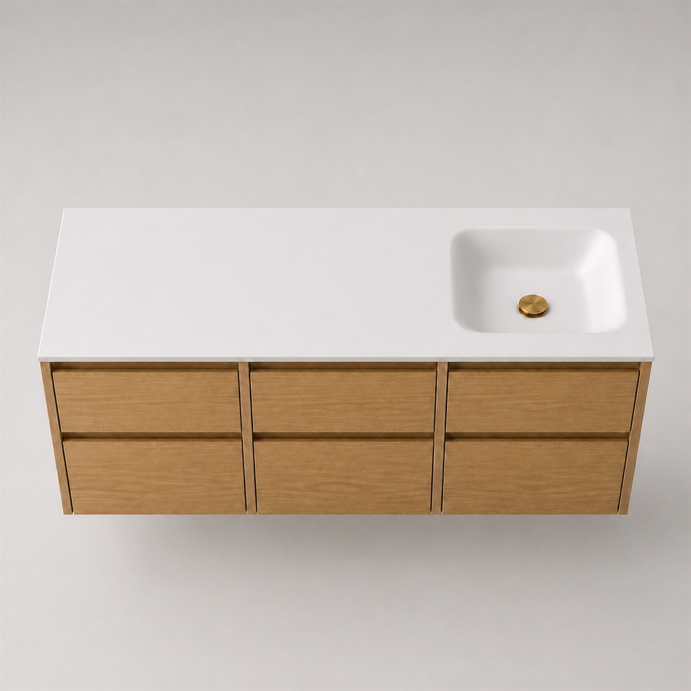 Corian bathroom surface 152 cm incl. Type 7 basin, right, Glacier White