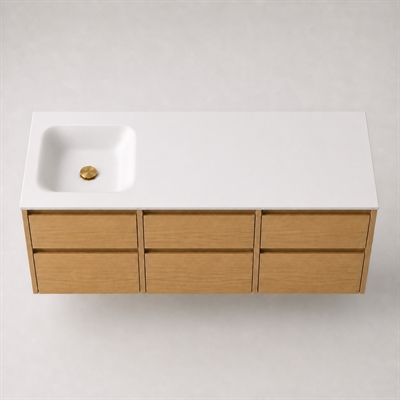 Corian bathroom surface 152 cm incl. Type 7 basin, left, Glacier White