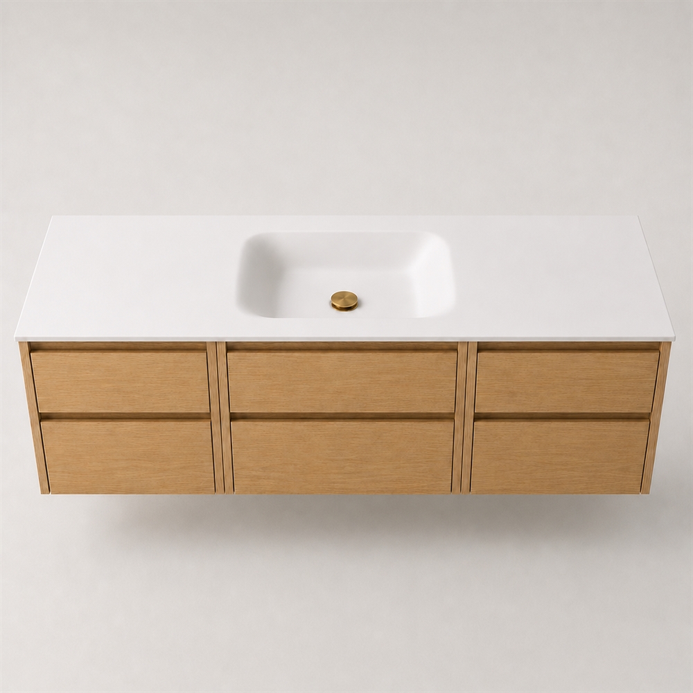 Corian bathroom surface 162 cm incl. Lux basin, Glacier White