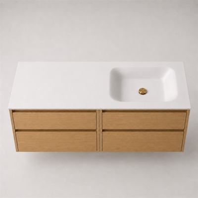 Corian bathroom surface 162 cm incl. Lux basin, right, Glacier White