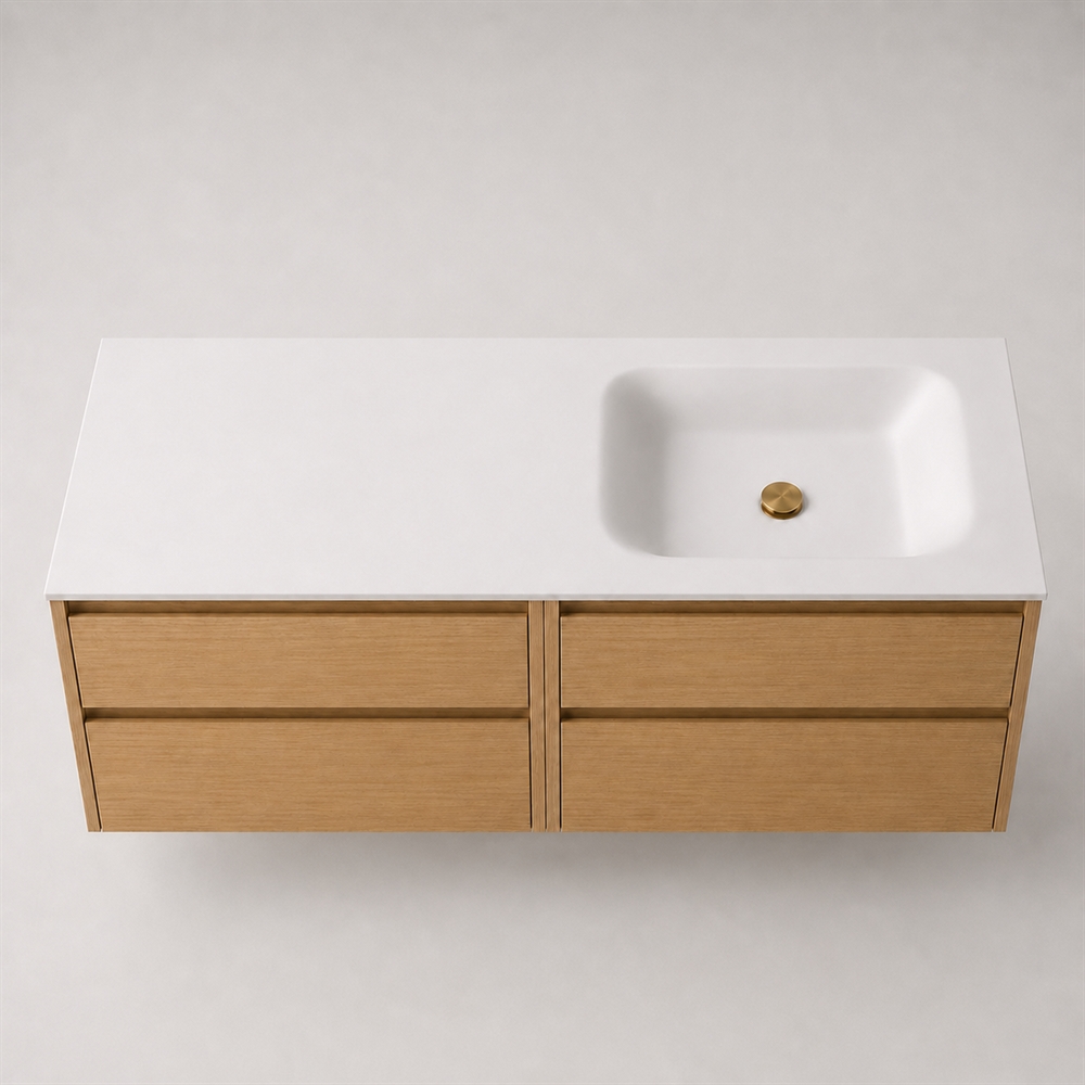 Corian bathroom surface 162 cm incl. Lux basin, right, Glacier White