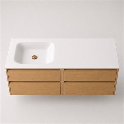 Corian bathroom surface 162 cm incl. Lux basin, left, Glacier White