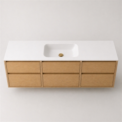 Corian bathroom surface 182 cm incl. Lux basin, Glacier White