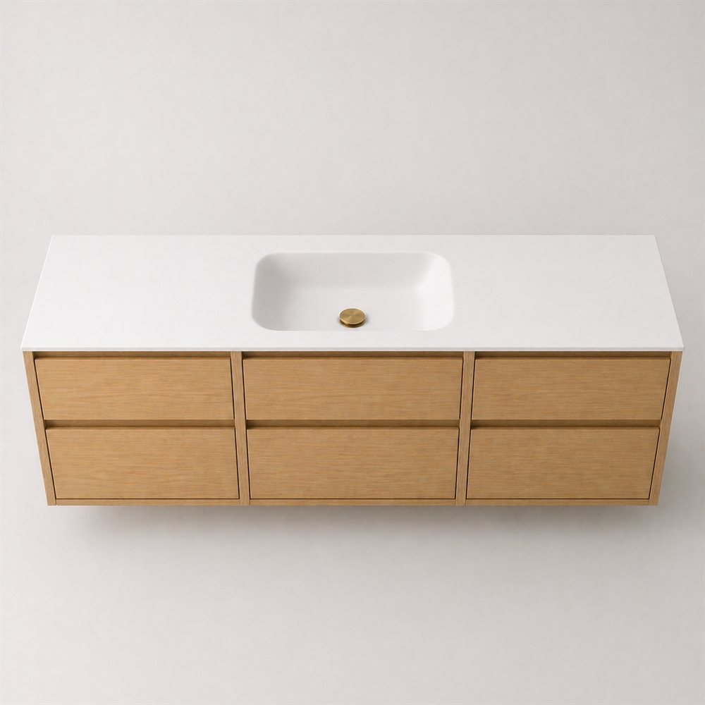 Corian bathroom surface 182 cm incl. Lux basin, Glacier White