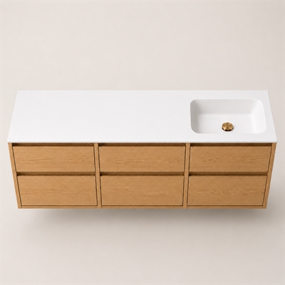 Corian bathroom surface 182 cm incl. Lux basin, right, Glacier White