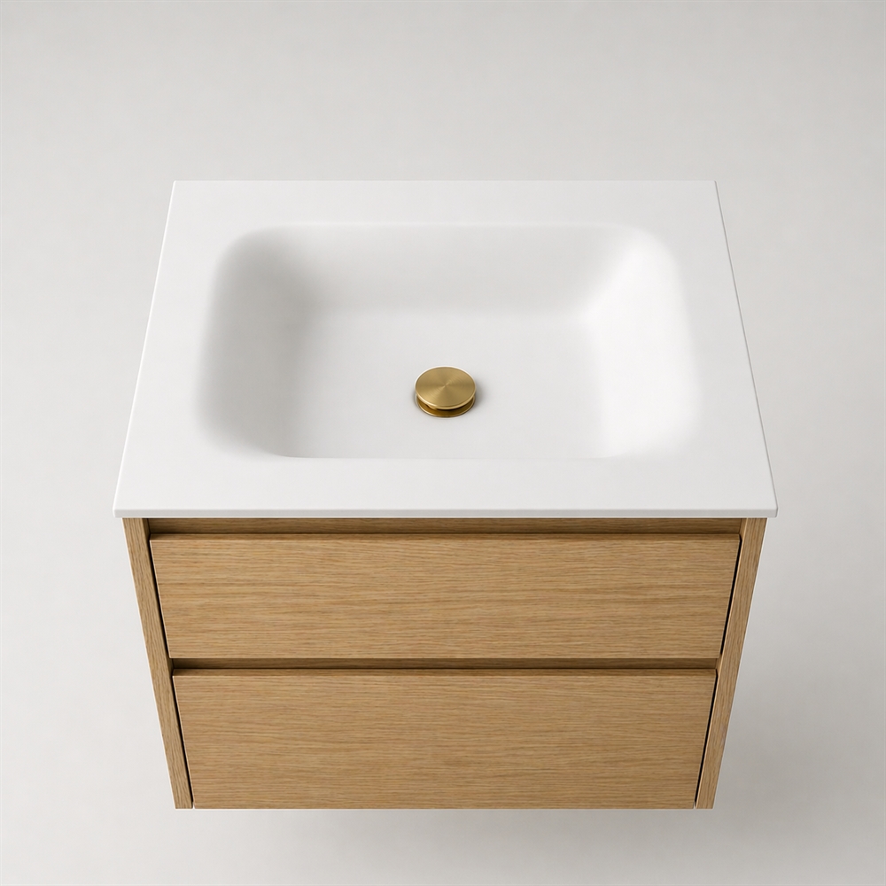 Corian bathroom surface 62 cm incl. Lux basin, Glacier White