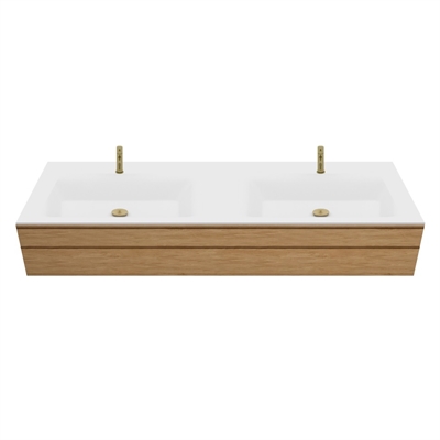 Corian bespoke bathroom top with integrated Type 7 basin, Glacier White