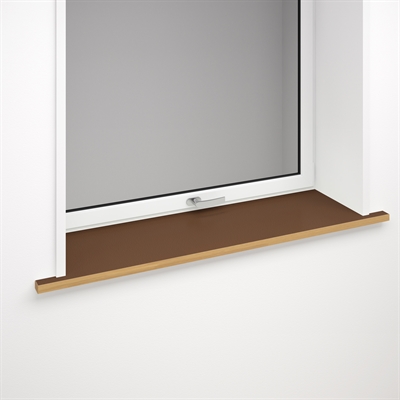 Window sill with Cohera Bison Cinnamon leatherette and optional front edge