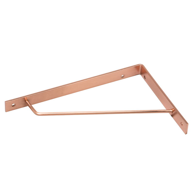 Modern Shelf Bracket in copper plated steel. Nice and simple solution.