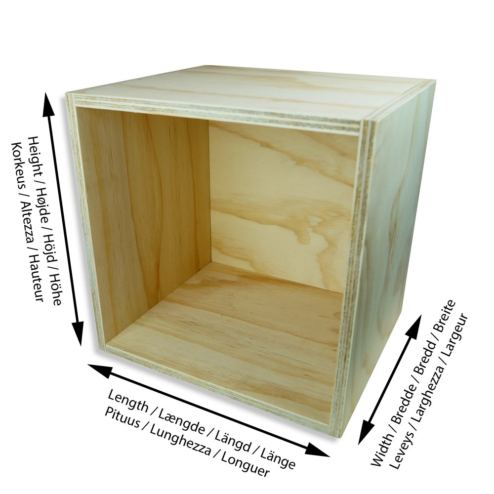 Wooden box in pine plywood. Elegant box for wall unit.