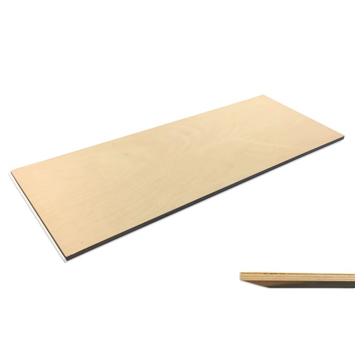 Shelf in birch plywood bevelled edge, longitudinal veneer